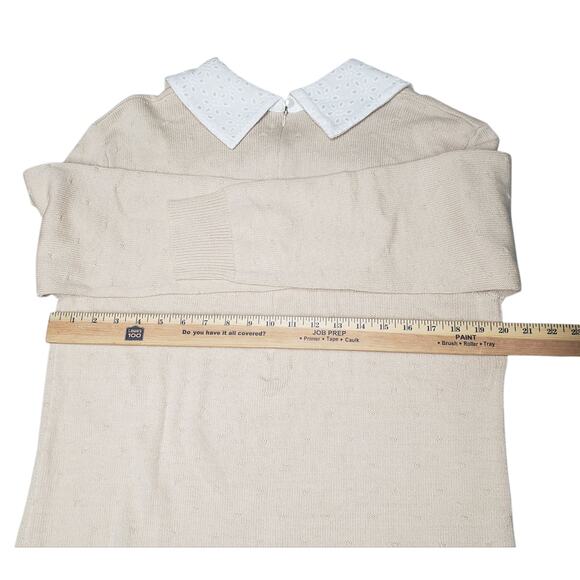 Salt Sweater Shift Dress Sz XL Khaki French Dot Knit Eyelet Collar Cottagecore - Picture 10 of 14